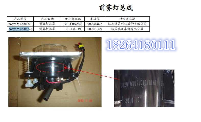 NZ9525720015,前霧燈總成,濟南百思特駕駛室車身焊接廠