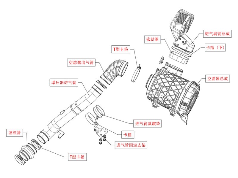 L5000,The intake system of the L5000 model,濟(jì)南向前汽車(chē)配件有限公司