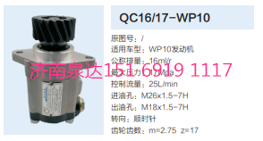 QC16/17-WP10,動力轉(zhuǎn)向齒輪泵,濟(jì)南泉達(dá)汽配有限公司