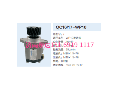 QC16/17-WP10,動力轉(zhuǎn)向齒輪泵,濟(jì)南泉達(dá)汽配有限公司