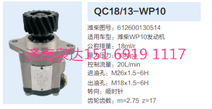 QC18/13-WP10,動力轉(zhuǎn)向齒輪泵,濟南泉達汽配有限公司
