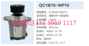 612600130515,動(dòng)力轉(zhuǎn)向齒輪泵,濟(jì)南泉達(dá)汽配有限公司