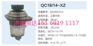 803002514,動力轉(zhuǎn)向齒輪泵,濟(jì)南泉達(dá)汽配有限公司