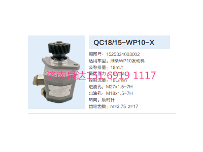 QC18/15-WP10-X,動力轉(zhuǎn)向齒輪泵,濟(jì)南泉達(dá)汽配有限公司