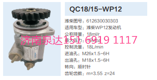 QC18/15-WP12,動力轉(zhuǎn)向齒輪泵,濟(jì)南泉達(dá)汽配有限公司