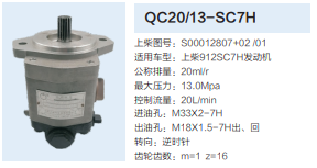 QC20/13-SC7H,動力轉向齒輪泵,濟南泉達汽配有限公司