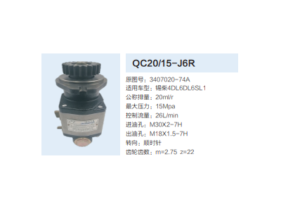 QC20/15-J6R,動(dòng)力轉(zhuǎn)向齒輪泵,濟(jì)南泉達(dá)汽配有限公司