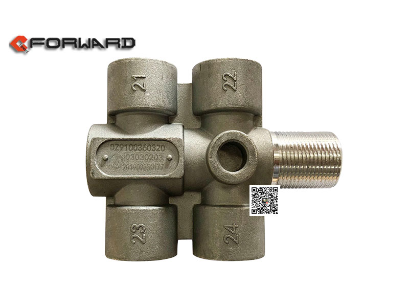 DZ9100360320,Five-way air sub with one-way valve,濟(jì)南向前汽車(chē)配件有限公司