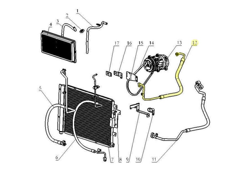 2483734,Compressor-condenser connection pipe,濟(jì)南向前汽車配件有限公司