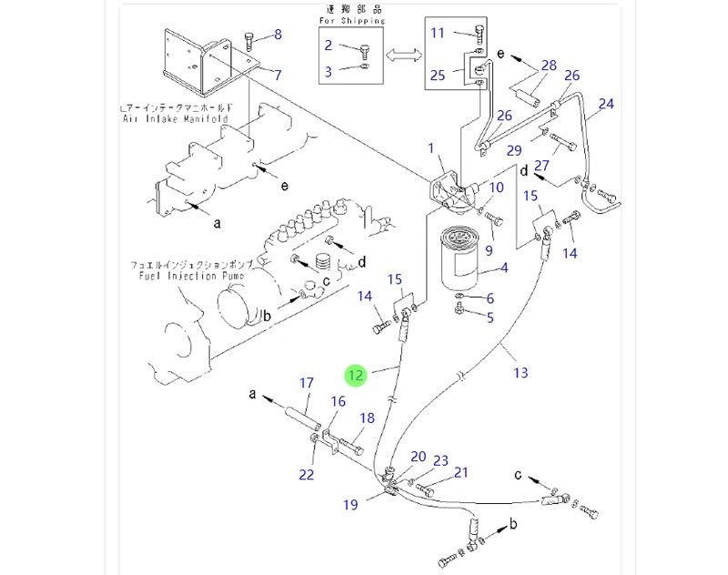 KOMATSU小松推土機 動力燃油系統(tǒng) 07271-01485 燃油濾清器軟管/07271-01485 燃油濾清器軟管
