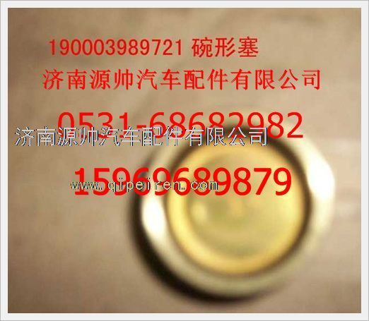 190003989721,重汽豪沃碗形塞片黃銅190003989721,濟(jì)南源帥汽車(chē)配件有限公司